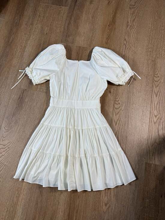 Rachel Parcell White Puff Sleeve Tiered Mini Dress Size Small - Picture 12 of 12